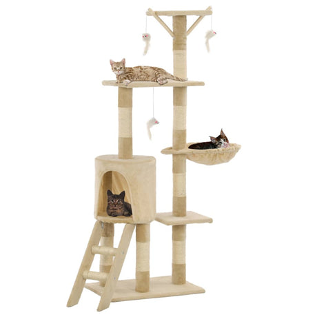 Vidaxl Katzenkratzbaum mit Sisal-Kratzstämmen 138 cm Beige