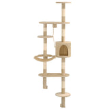 Vidaxl -Katzenkratzerpfosten mit Sisal -Kratzpfosten Wand Montage 194 cm Beige