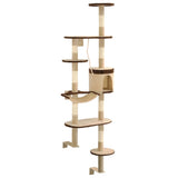 Vidaxl -Katzenkratzerpfosten mit Kratzpfosten Wand Montage 194 cm Beige Brown