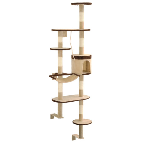 Vidaxl -Katzenkratzerpfosten mit Kratzpfosten Wand Montage 194 cm Beige Brown