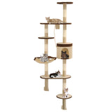 Vidaxl Cat Scratching Post med skrapstolpar Väggmontering 194 cm Beige Brown