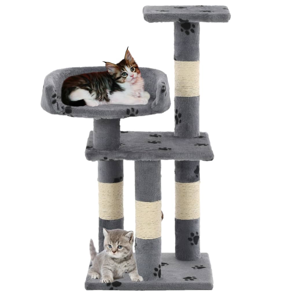 Vidaxl Cat Rastreing Post con postes de rascado de sisal 65 cm Pootprints Gray