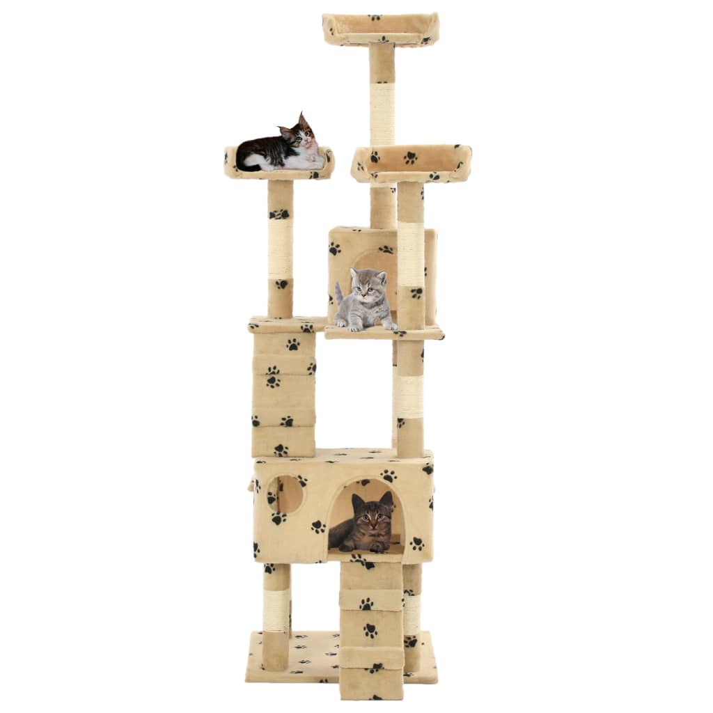 VIDAXL -Katzenkratzerpost mit Sisal -Kratzer -Posts 170 cm Pootprints Beige
