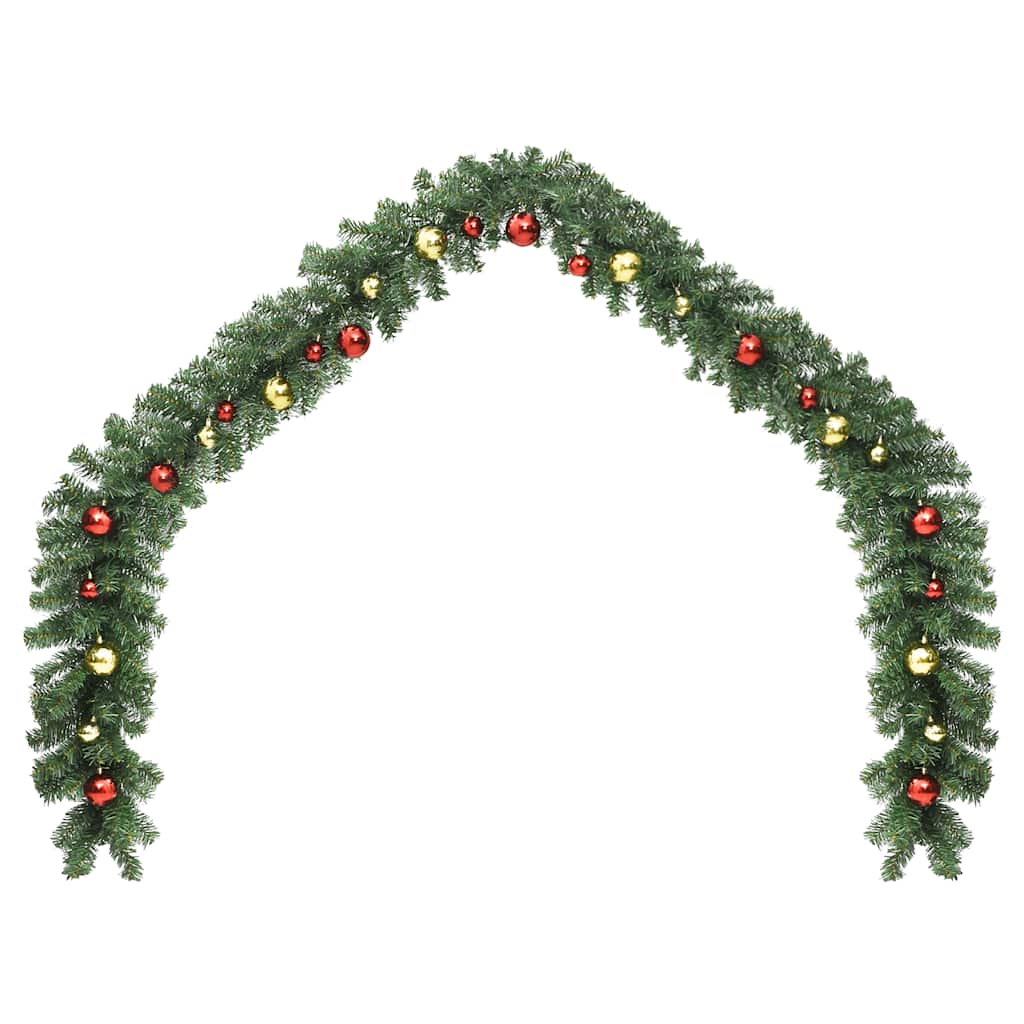 Vidaxl Weihnachtsgirlande mit Weihnachtskugeln und LED -Leuchten 10 m dekoriert