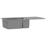 Vidaxl Sink Double Bowl Granite Grey Grey