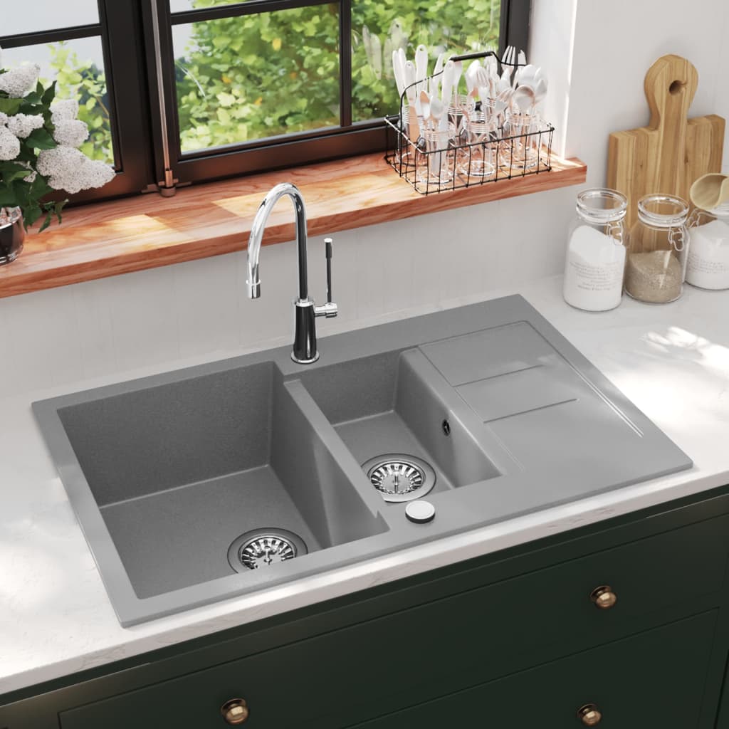 Vidaxl sink duebel Schossel Granite gro