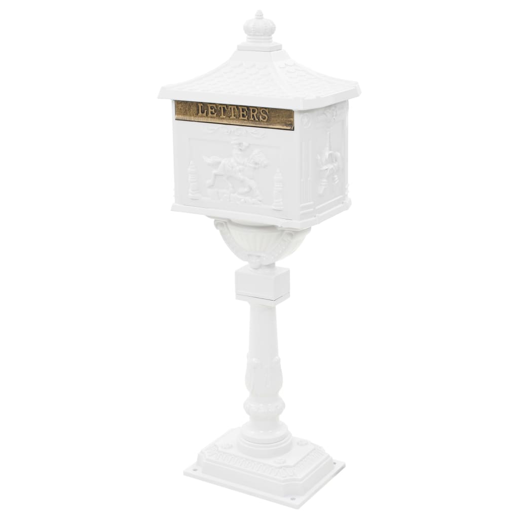 Vidaxl Standing Letterbox Vintage Style Rust -Resistente Alluminio bianco