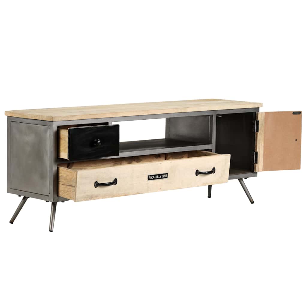 Vidaxl tv-meubel 120x30x45 cm massief mangohout en staal