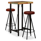 Vidaxl barset massief gerecycled hout en echt leer 3-delig