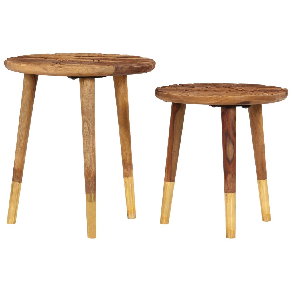 Vidaxl salontafels 2 st massief hout