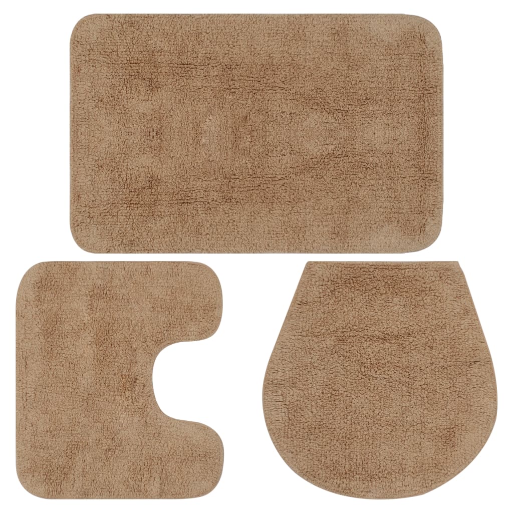 Vidaxl Bathmatting de tela beige de 3 piezas