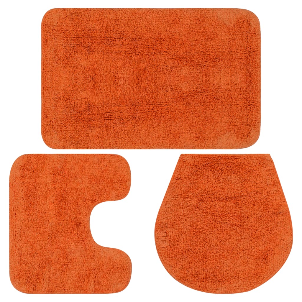 Vidaxl Bathmatting Set Fabric Orange 3 pièces