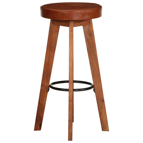 Vidaxl barstoelen 2 st echt leer en massief acaciahout