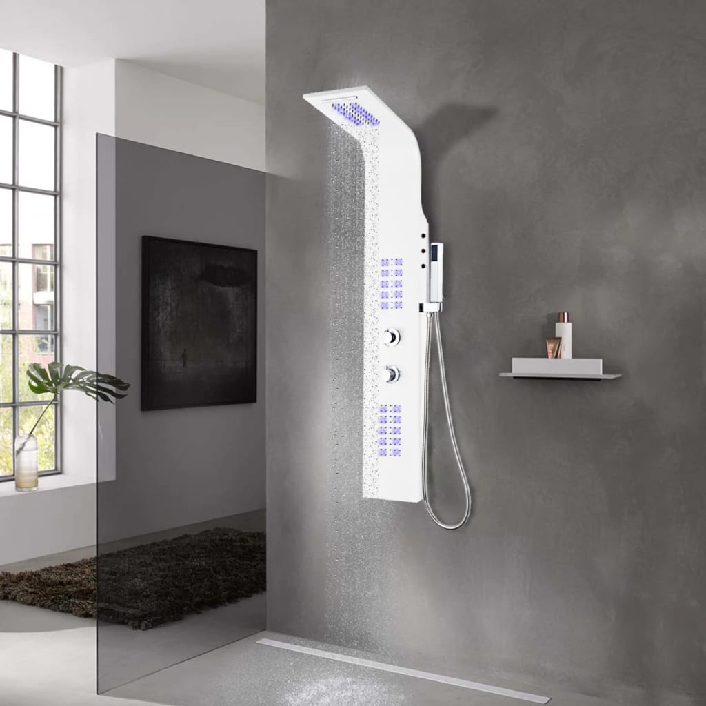 VidaXL shower panel 20x44x130 cm aluminum white