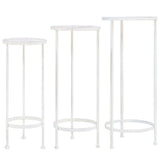 VIDAXL 3-teilig Pflanzenstandset Vintage Style Metal Antique White