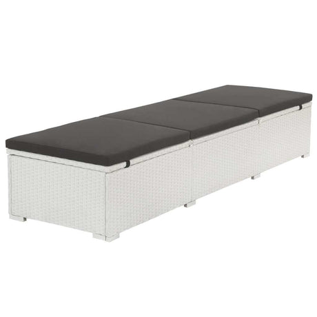Vidaxl ligbed met kussen poly rattan wit