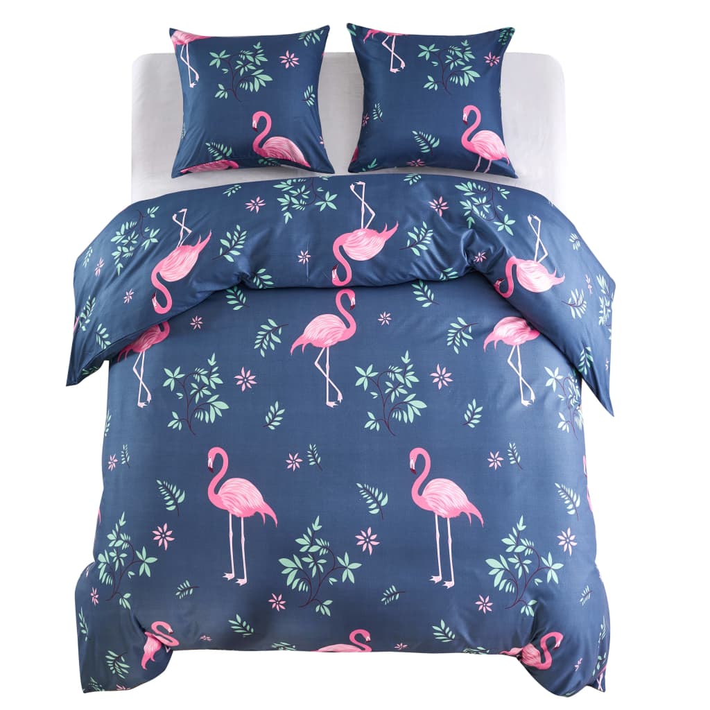 Vidaxl Duvet Crossing Set Flamingo 200x200 80x80 cm Marine Blue Pink