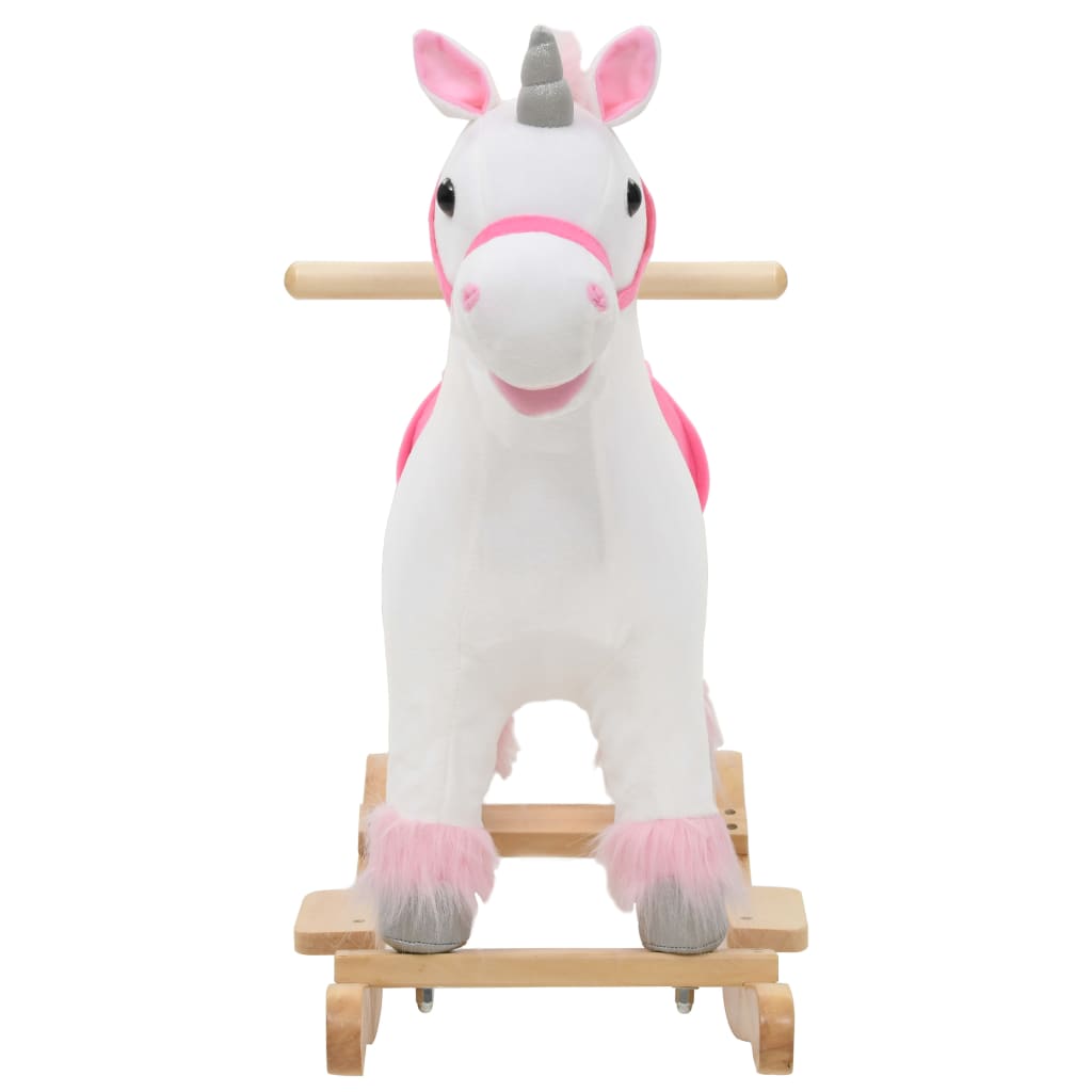 Vidaxl Hobbelier Unicorn 65x32x58 cm peluche bianco e rosa