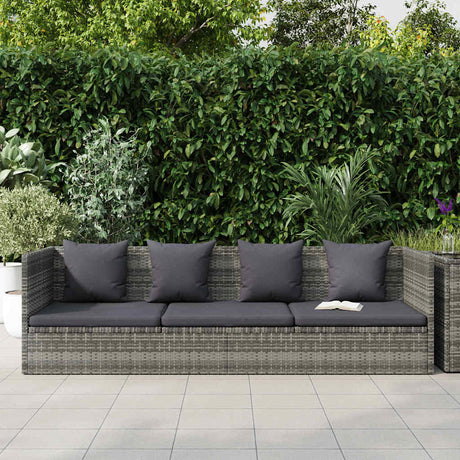 Vidaxl tuinbed 200x60 cm poly rattan grijs