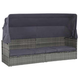Vidaxl tuinbed met luifel 205x62 cm poly rattan grijs