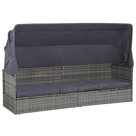 Vidaxl tuinbed met luifel 205x62 cm poly rattan grijs