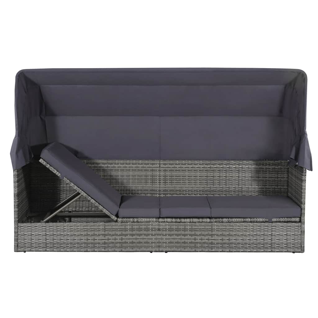 Vidaxl tuinbed met luifel 205x62 cm poly rattan grijs