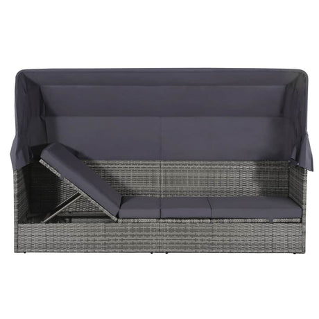 Vidaxl tuinbed met luifel 205x62 cm poly rattan grijs