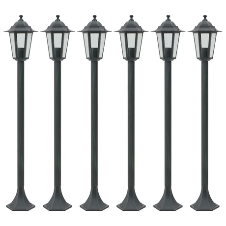 Vidaxl -Pfahlbeleuchtung für Garten E27 110 cm Aluminium dunkelgrün 6 STs