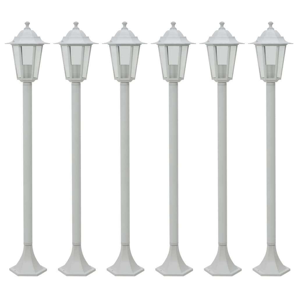 Vidaxl paalverlichting voor tuin e27 110 cm aluminium wit 6 st