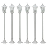 Vidaxl -Pfahlbeleuchtung für Garten E27 110 cm Aluminium Weiß 6 Sts