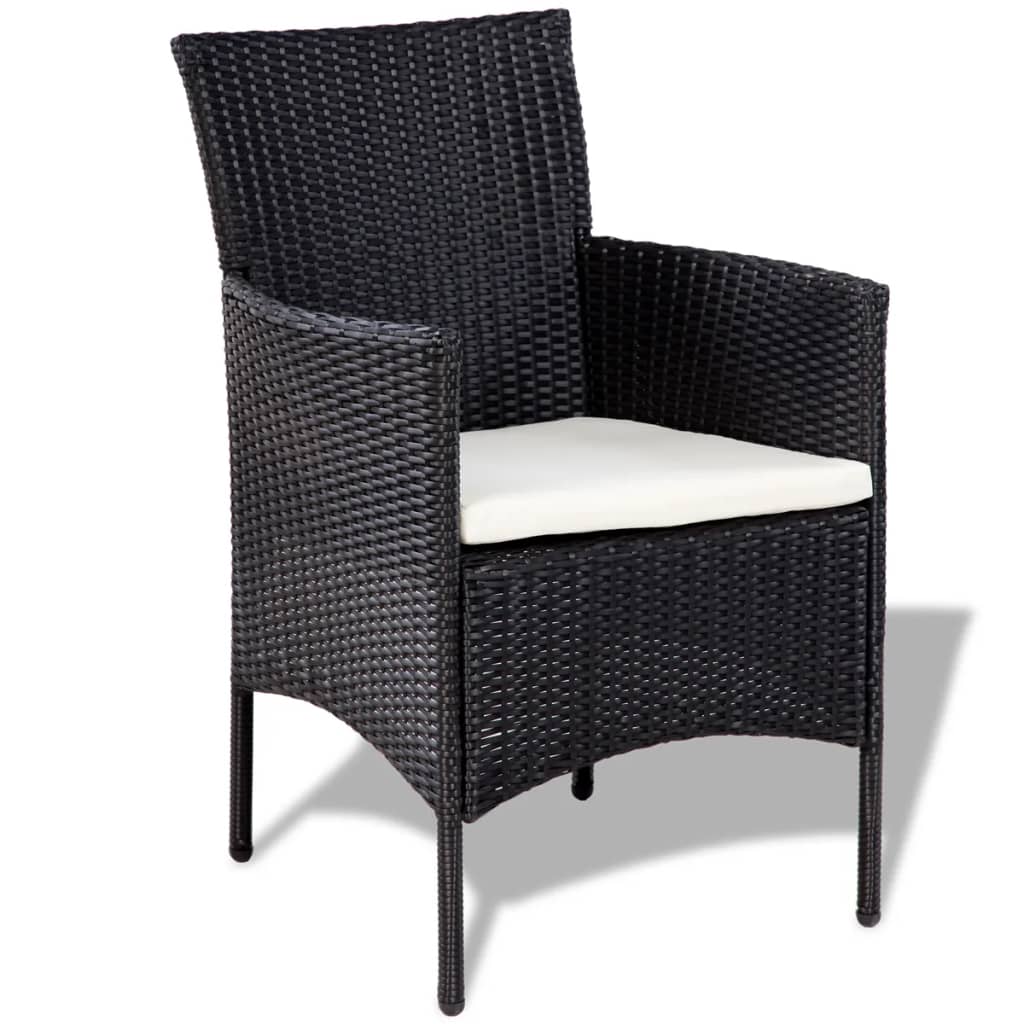 Vidaxl 4-delige loungeset met kussens poly rattan zwart