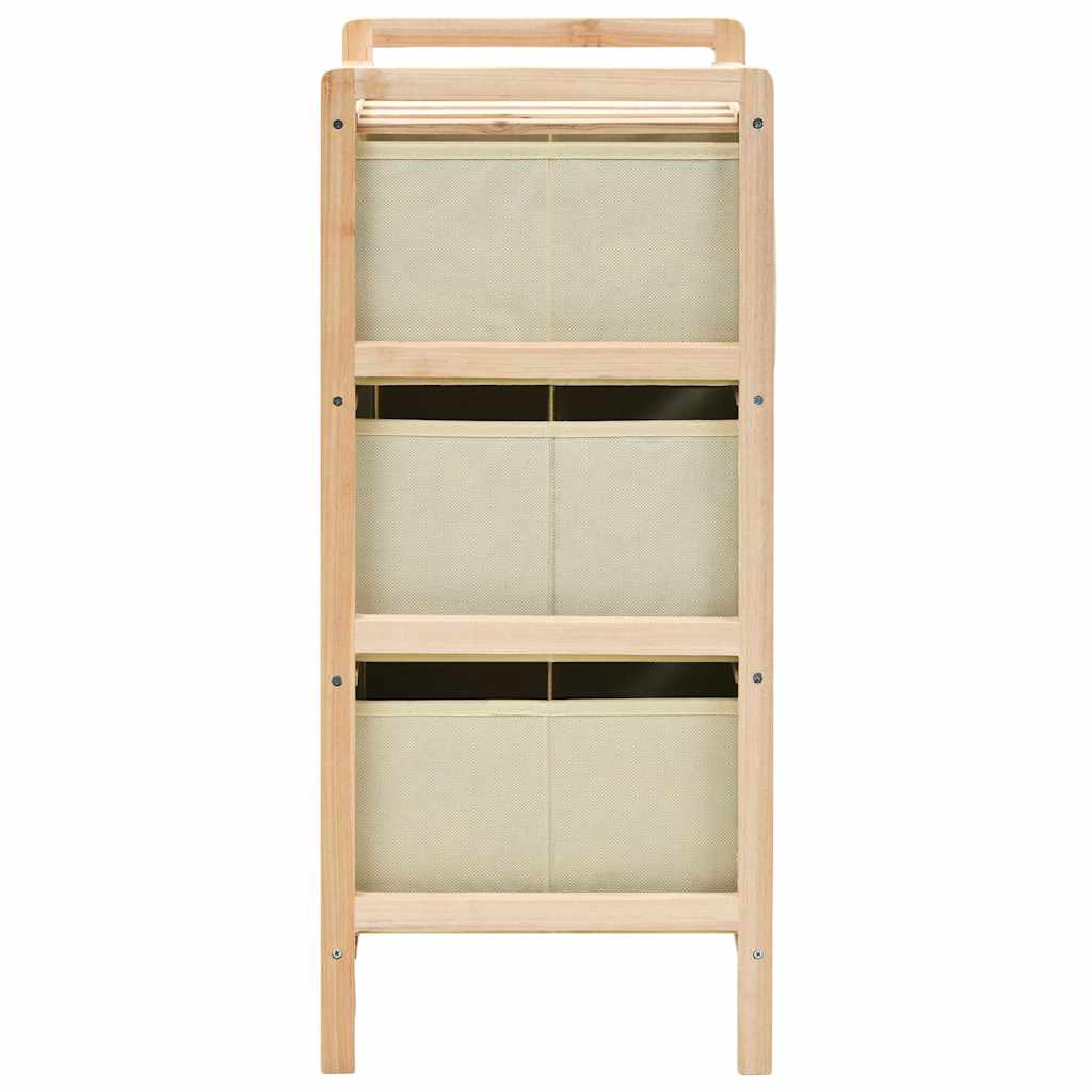 Vidaxl opbergmeubel met 3 stoffen manden cederhout beige