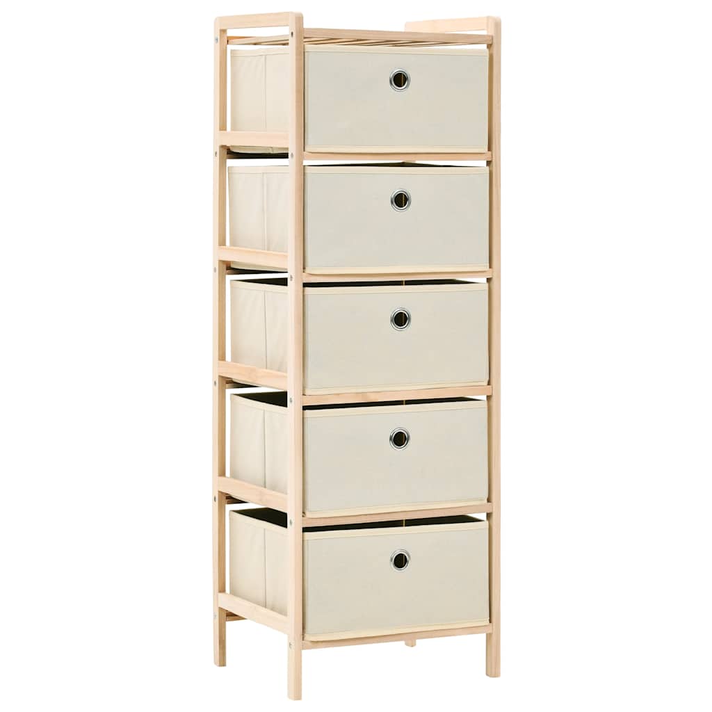 Vidaxl opbergmeubel met 5 stoffen manden cederhout beige