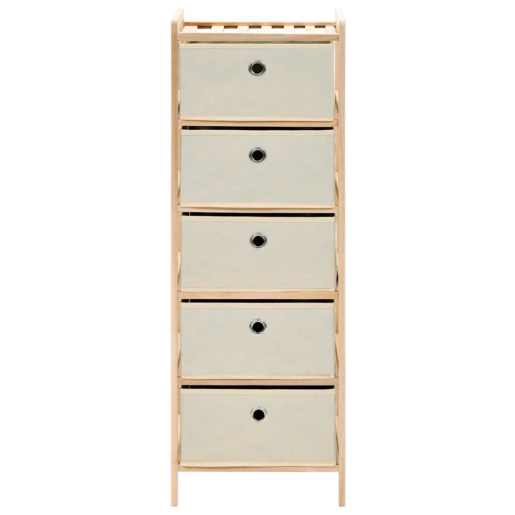 Vidaxl opbergmeubel met 5 stoffen manden cederhout beige