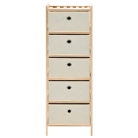 Vidaxl opbergmeubel met 5 stoffen manden cederhout beige