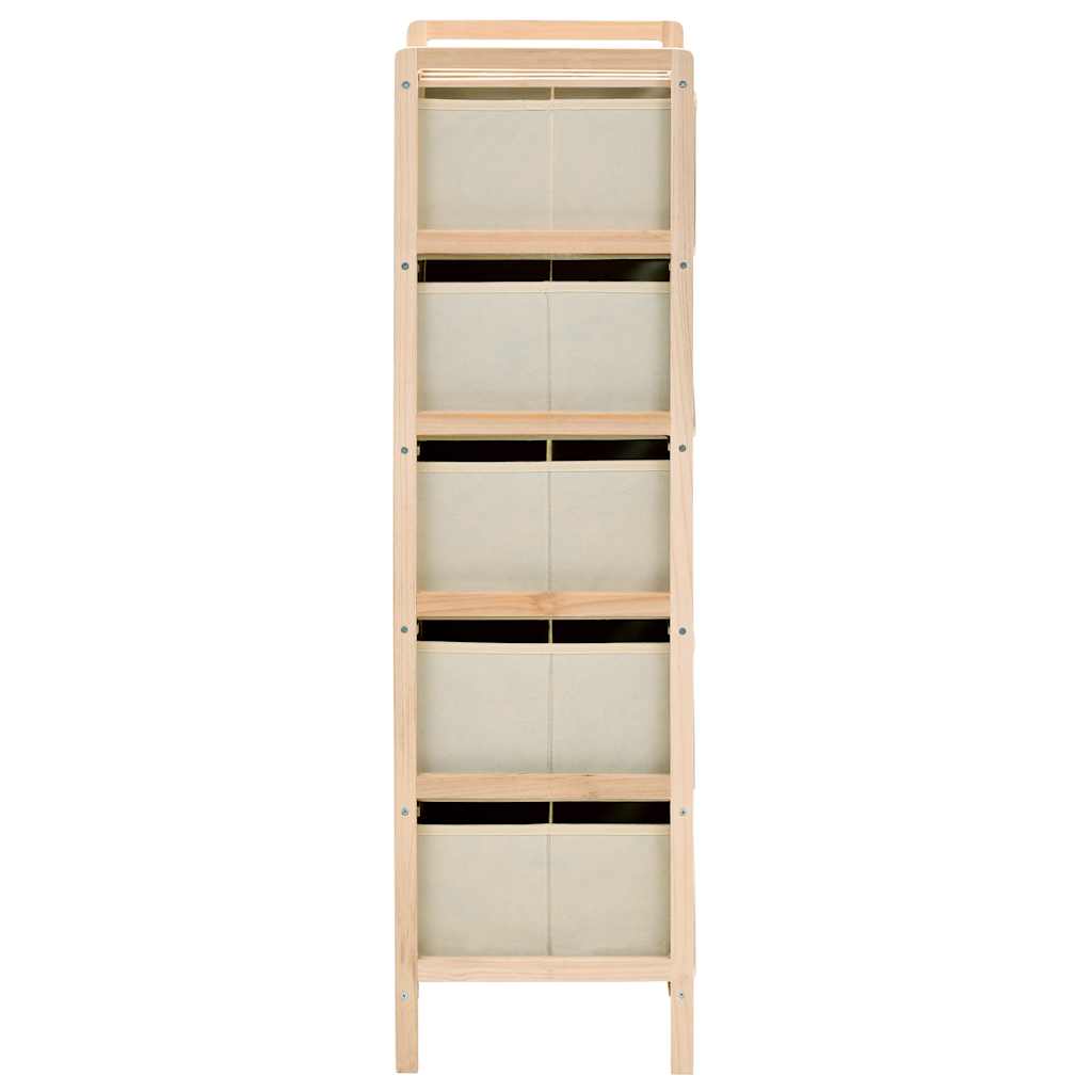 Vidaxl opbergmeubel met 5 stoffen manden cederhout beige