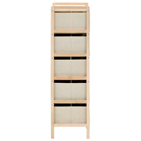 Vidaxl opbergmeubel met 5 stoffen manden cederhout beige