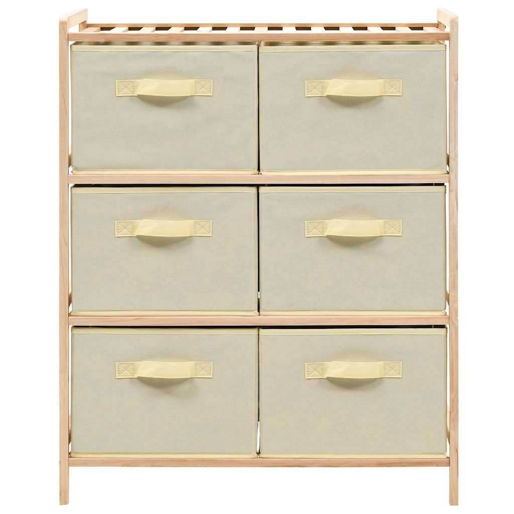 Vidaxl opbergmeubel met 6 stoffen manden cederhout beige