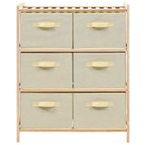 Vidaxl opbergmeubel met 6 stoffen manden cederhout beige