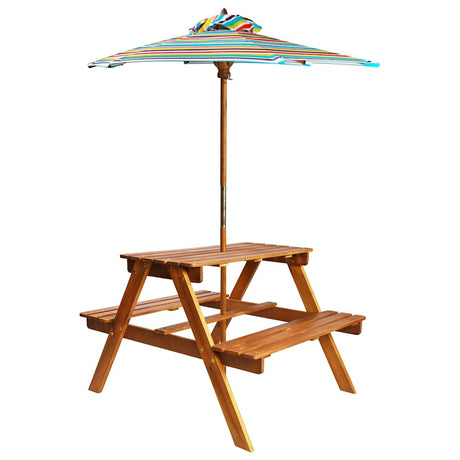 Vidaxl kinderpicknicktafel met parasol 79x90x60 cm massief acaciahout