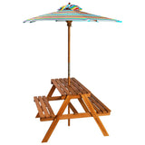 Vidaxl kinderpicknicktafel met parasol 79x90x60 cm massief acaciahout