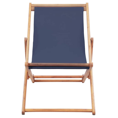 Vidaxl strandstoel inklapbaar stof en houten frame blauw