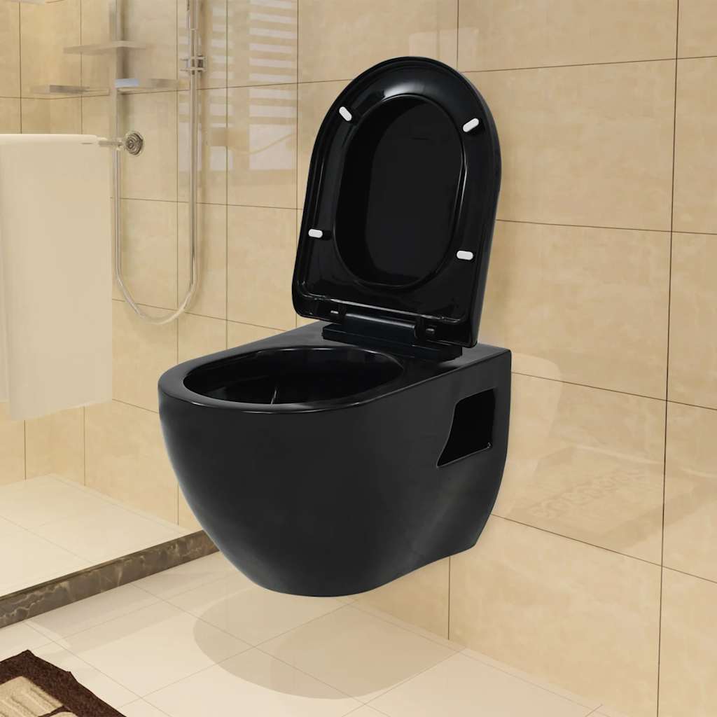 Vidaxl Wandtoilettenkeramik schwarz