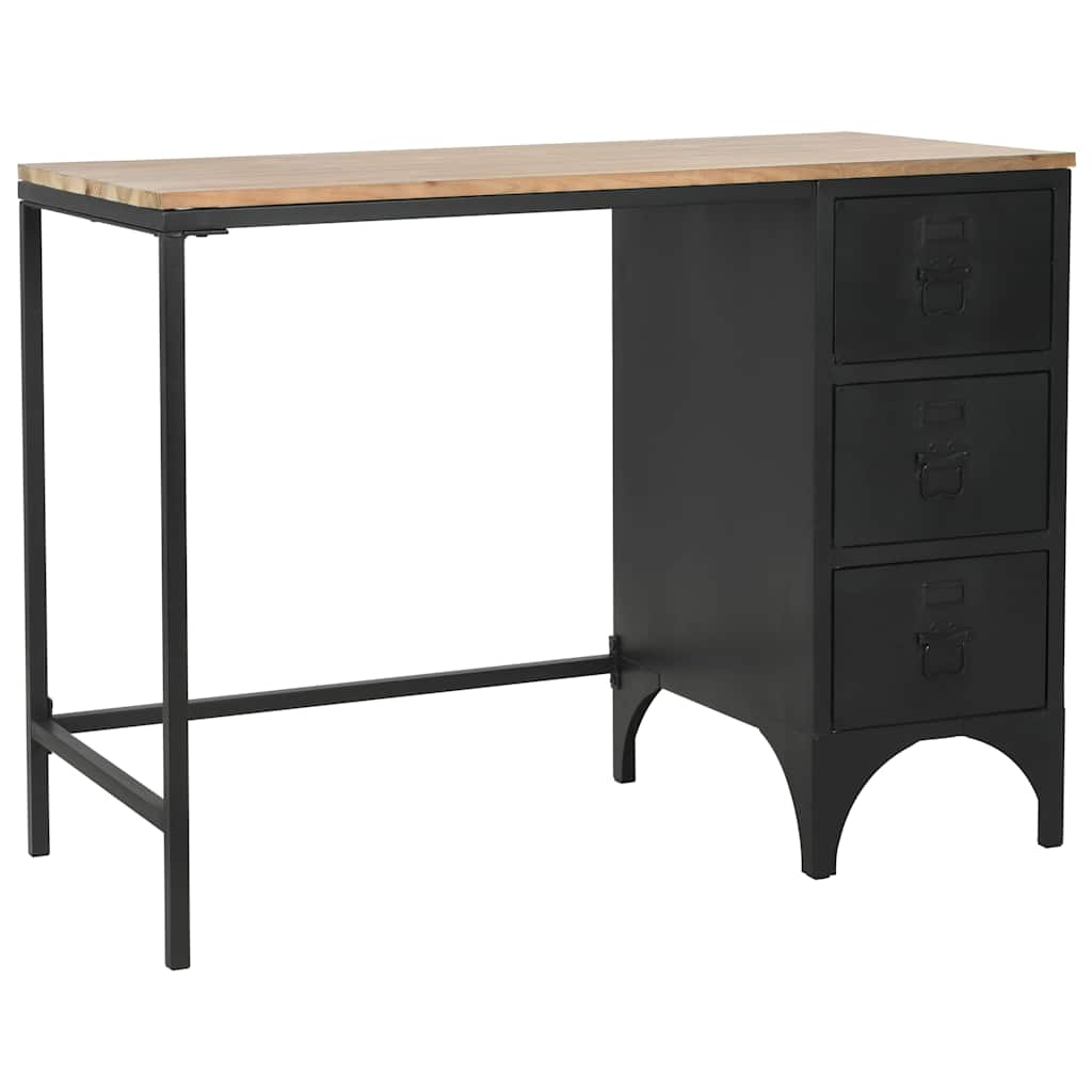 Vidaxl bureau 100x50x76 cm massief vurenhout en staal