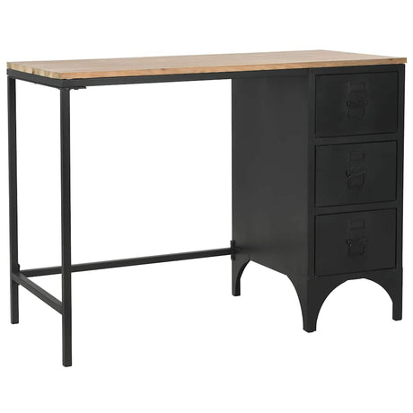 Vidaxl bureau 100x50x76 cm massief vurenhout en staal