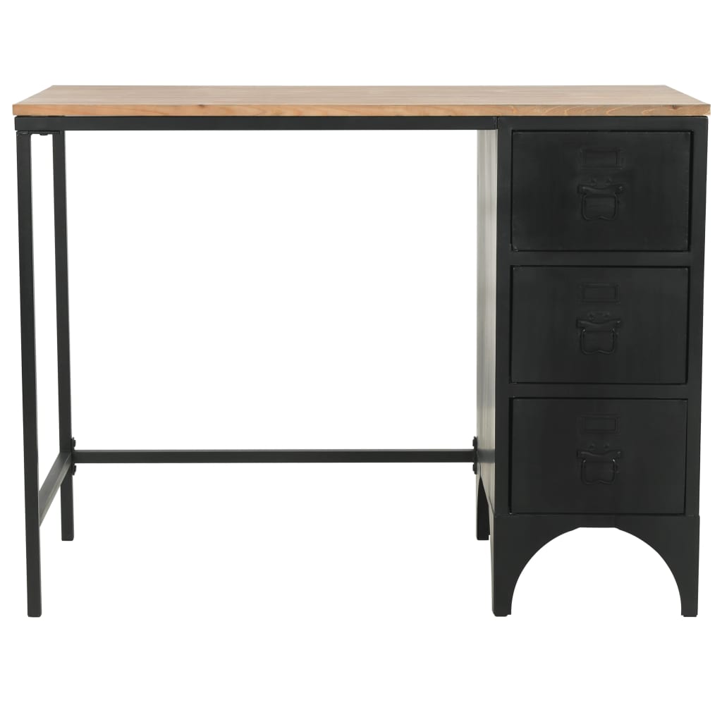 Vidaxl bureau 100x50x76 cm massief vurenhout en staal