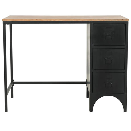 Vidaxl bureau 100x50x76 cm massief vurenhout en staal