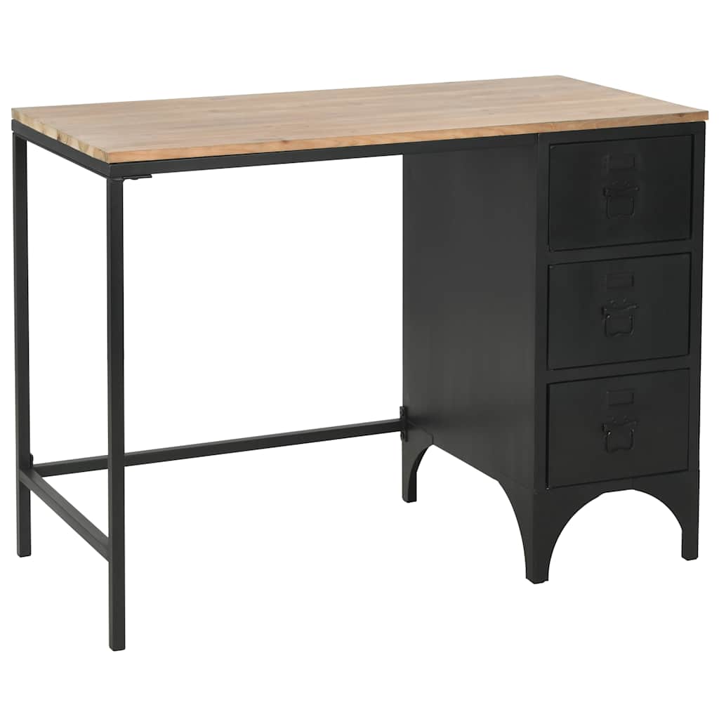 Vidaxl bureau 100x50x76 cm massief vurenhout en staal