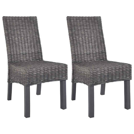 Vidaxl eetkamerstoelen 2 st kubu rattan en mahoniehout bruin