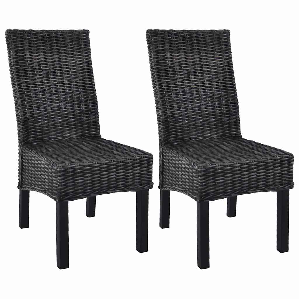 Vidaxl eetkamerstoelen 2 st kubu rattan en mahoniehout zwart